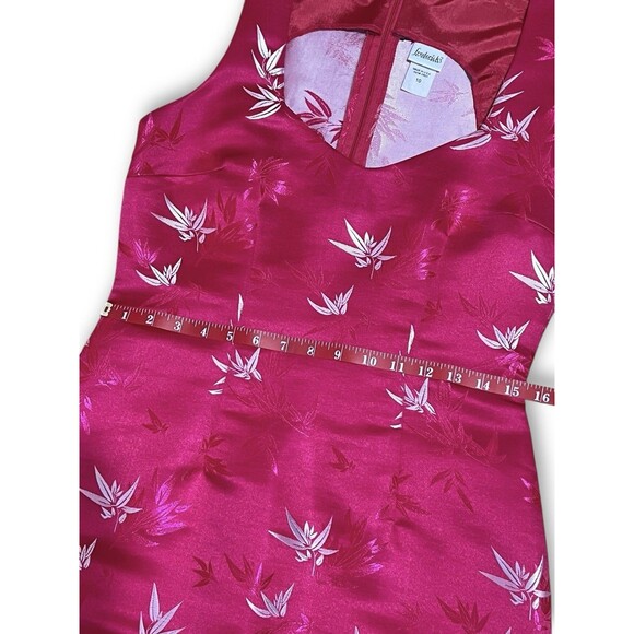 Frederick’s of Hollywood Pink Asain Floral Brocade Sleeveless Sheath Dress Sz 10 - Picture 6 of 10